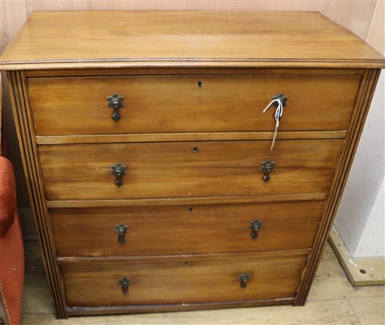 An Edwardian walnut chest, W.92cm